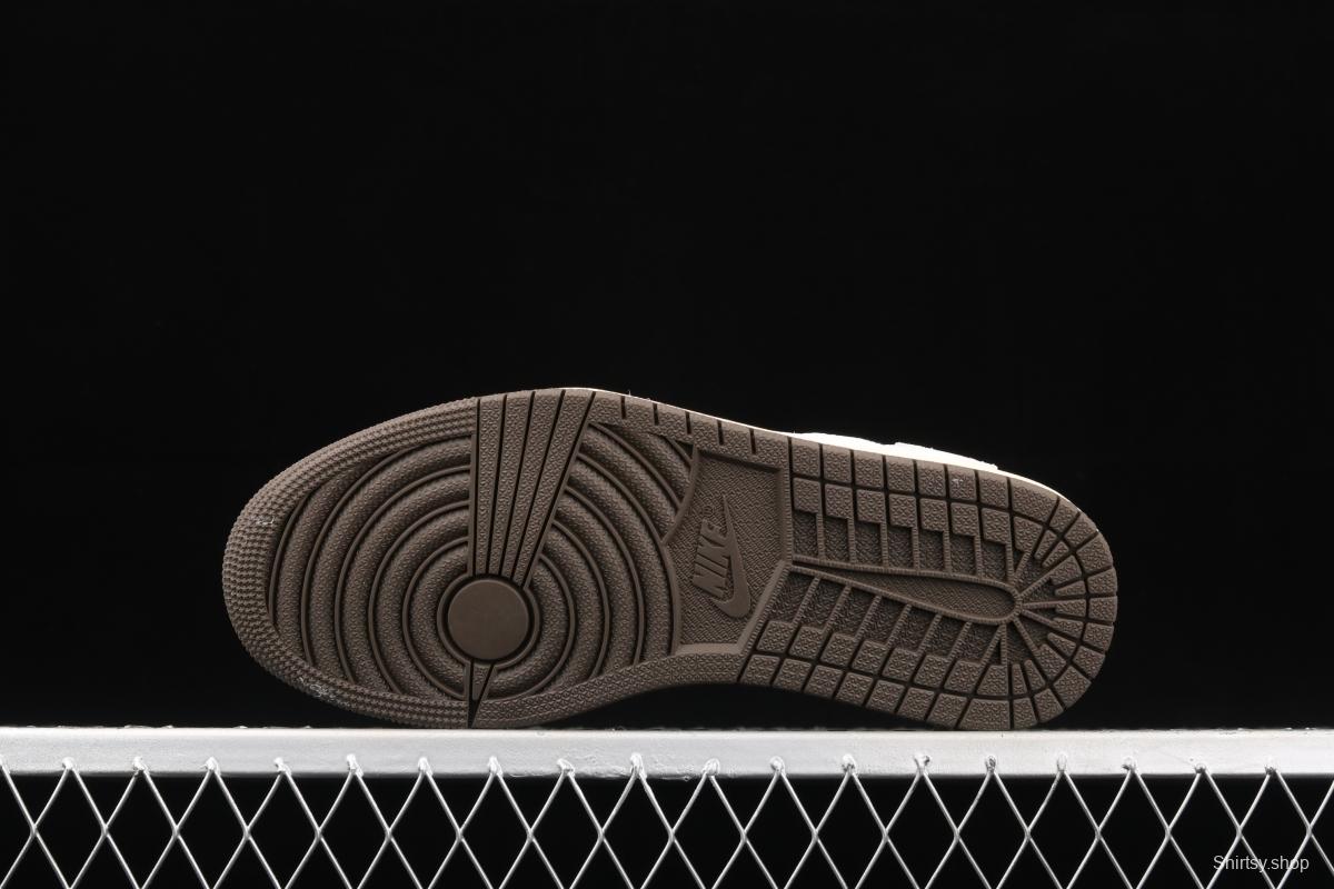 Travis Scott x Air Jordan 1 Low inverted crochet low top basketball shoes CQ4277-001