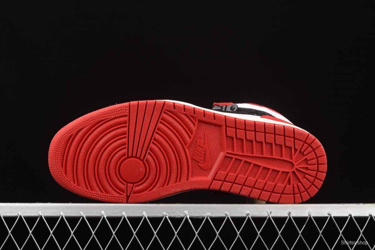 Air Jordan 1 Switch wine zipper high top cultural basketball shoes CW6576-700