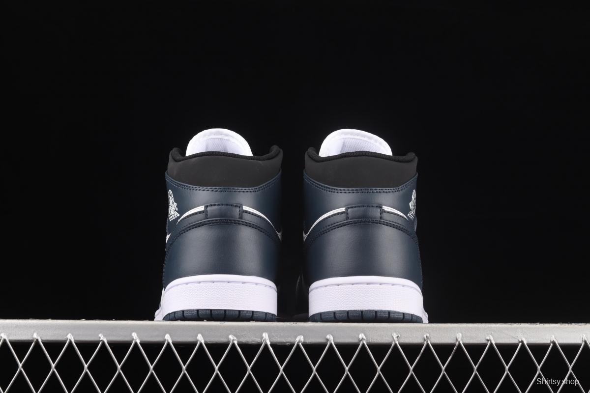 Air Jordan 1 Mid Dark Teal Qinglan Zhongbang basketball shoes 554724-411
