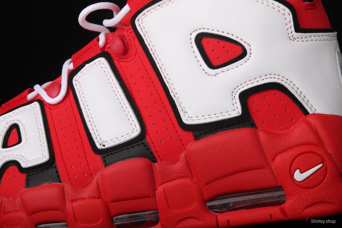 NIKE Air More Uptempo 96 QS Hoop Pack Pippen original series classic high street leisure sports culture basketball shoes red, white and black bull CD9402-600