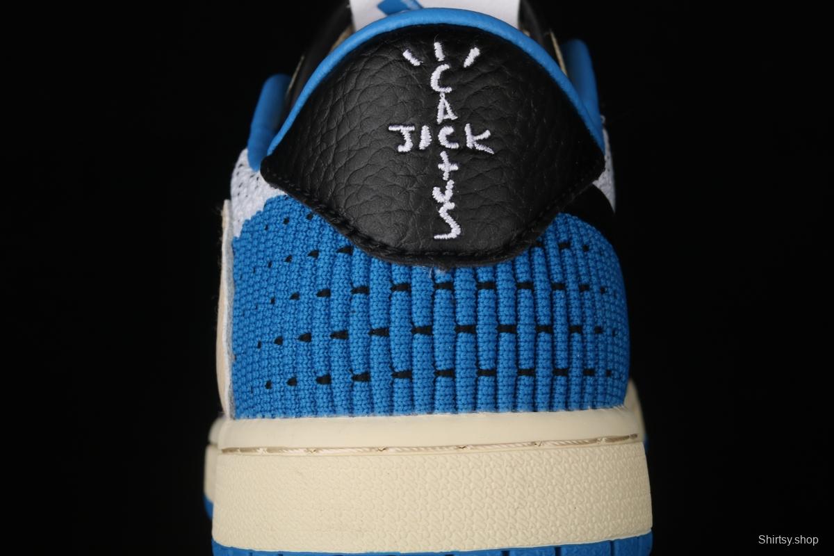 Travis Scott x Air Jordan 1 knitted lightning barbed hook low top basketball shoes DM7866-140