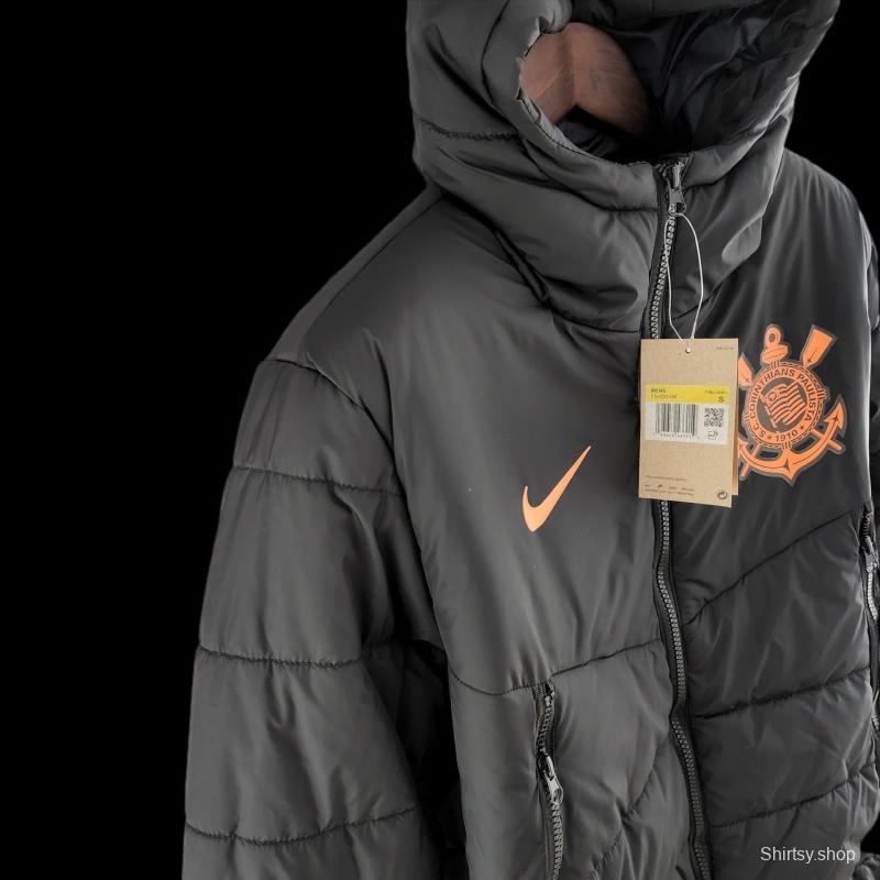 2022 Corinthians Down coat Jacket Black Orange Label