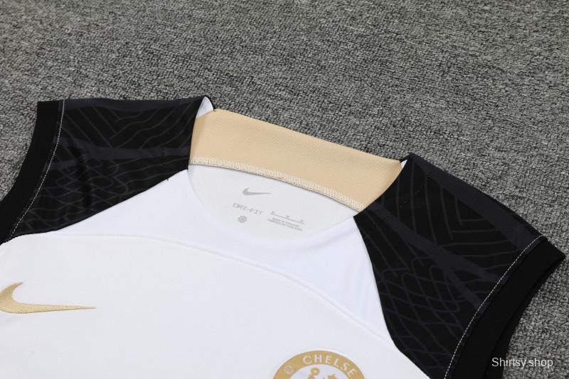 23-24 Chelsea White Black Vest Jersey+Shorts