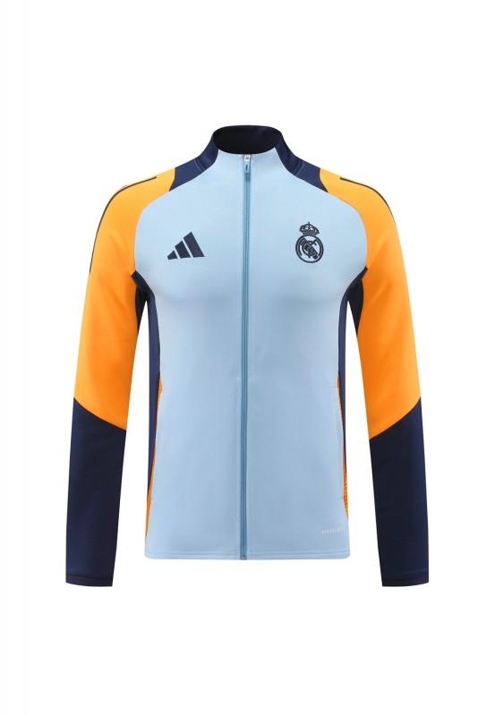 24/25 Real Madrid Light Blue/Yellow Full Zipper Jacket +Long Pants