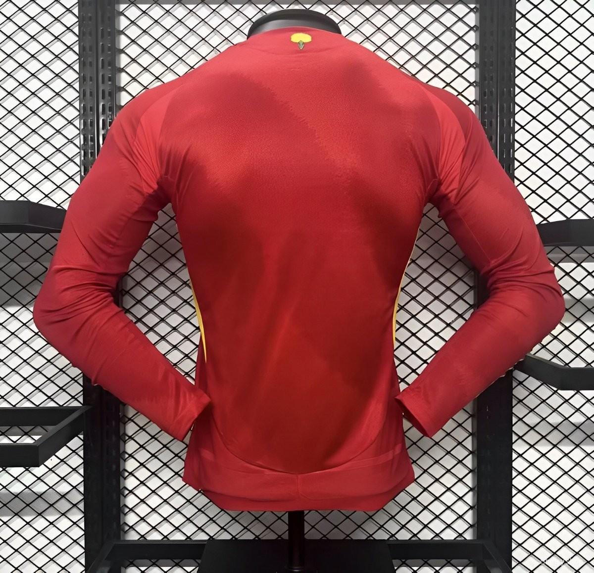 Player Version 2024 Spain Home Long Sleeve Jersey